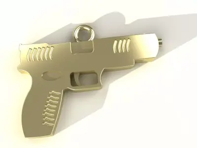 Pistol Pendant Gold Silver Platinum Luxury Jewelry 3D print model