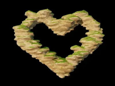 Fantasy heart terrain garden and lanscape WET effect included 3D model