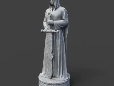 Low poly Warrior Statue 220519 Low-poly 3D model