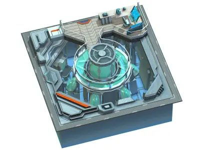isometrical medical room cold cryochamber Low-poly 3D model