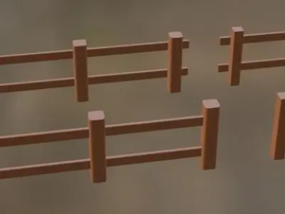 Fence Sample low poly Free Game ready Free low-poly 3D model