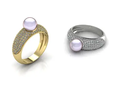 Pearl Ring Gold 3D print model