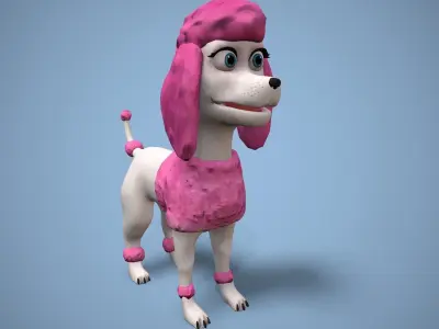 cartoon poodle Low-poly 3D model
