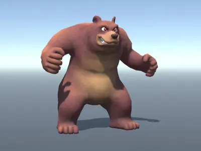 Lowpoly Stylized Bear Rigged and Animated for VR AR Games Low-poly 3D model