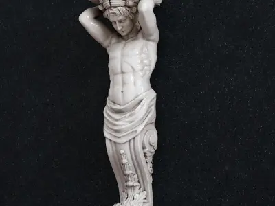 Atlant statue of man holding book 3D print model