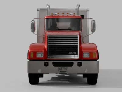 Generic American Truck With Closed Trailer 3D model