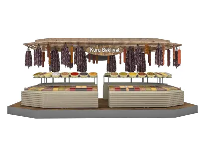 dry food and pulses market 3D model Low-poly 3D model