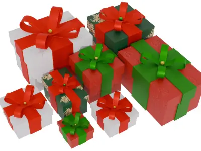 Christmas Gift Boxes Low-poly 3D model