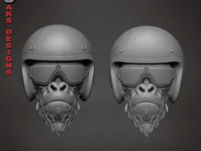 biker gorilla 2 Bas relief for CNC 3D print model