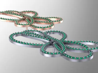 bowtie papion brooch and earrings 3D print model