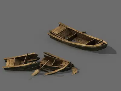Game Traffic - Small wooden boat 3D model