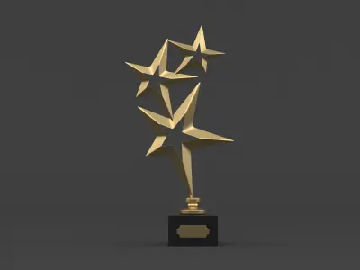 Gold Trophy Cups 3D model 19