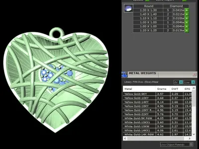 light weight yellow gold  diamond pendent -DOC-P8102 3D print model