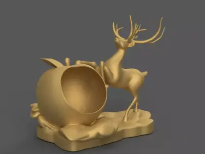 Deer Apple Sculpture  Elegant Home Decor 3D print model