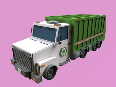 Lowpoly Garbage Truck Low-poly 3D model
