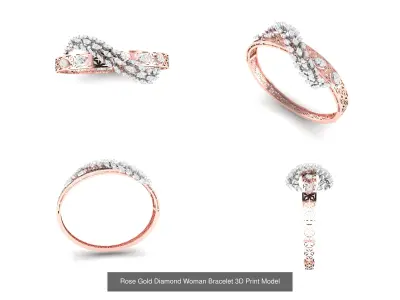 Rose Gold Diamond Woman Bracelets 3D Print Model 3D Model Collection