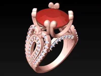 Oval Stone Ring - Womens Rings - GN277 3D print model