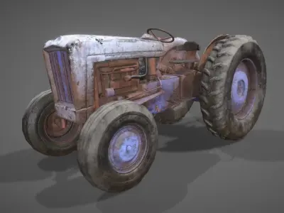 Old Tractor low poly Low-poly 3D model