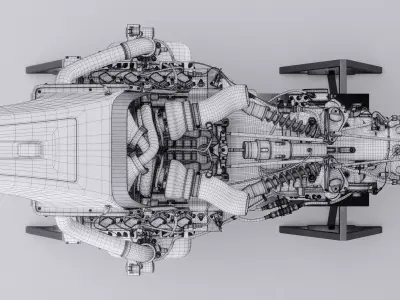 Twin Turbo Hybrid V8 LMH LMDh Engine - Exhaust Layout Pack