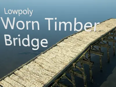 Timber Roman Bridge Low-poly 3D model