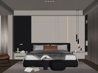 Modern Minimalist Bedroom 3D model