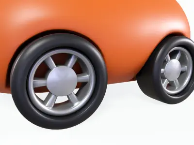 Cartoon Fox Car Cute Low-poly 3D model