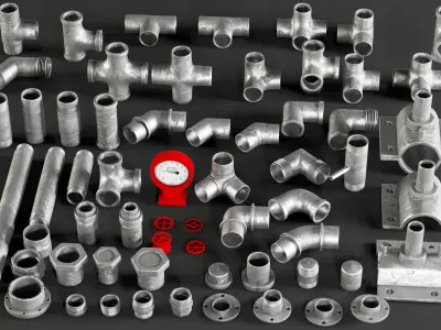 60 pipe kitbash with 3 material  3D model