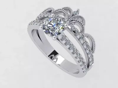 Engagement ring 3D print model 21