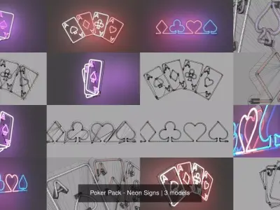 Poker Pack - Neon Signs 3D Model Collection