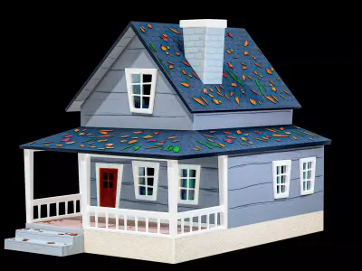 Cartoon Lowpoly Country House PBR Low-poly 3D model