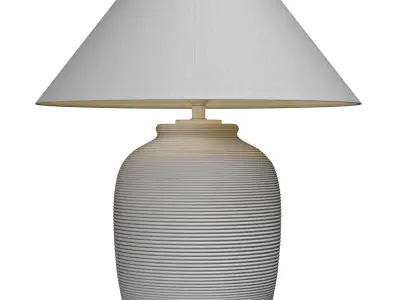 Grey Fluted Nightstand bedside European Ceramic Table Lamp 3D model
