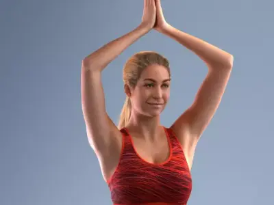 Pre posed Europeaan woman 3D model in sports attire doing yoga 3D model