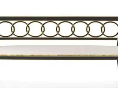 Bench gold with cushion Low-poly 3D model