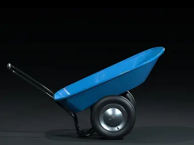 Gardening Cart blue painted Low-poly 3D model