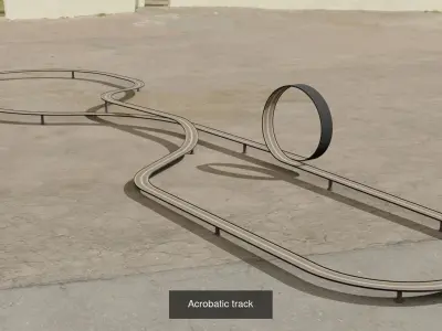 4 Ultra-Detailed 3D Stunt Tracks 3D Model Pack