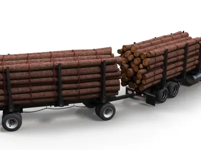 Peterbilt 379 logger truck Low-poly 3D model