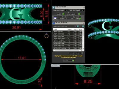 Jewelry Alphabet Ring G 3D print model