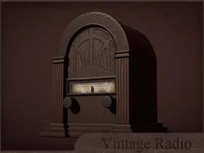 Vintage Radio Low-poly 3D model