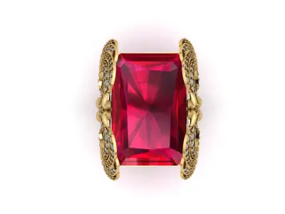 red ruby stylish ring 3d printable model 3D print model
