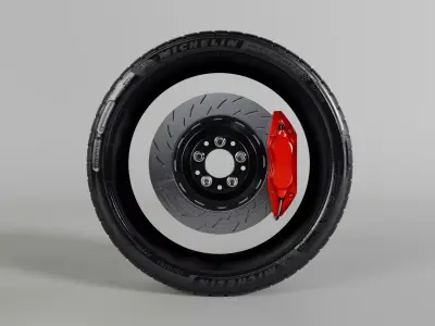 Car Tire and Brake High Poly 3D model