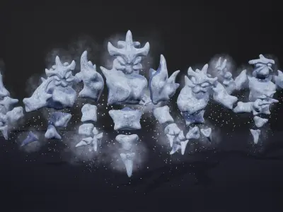 Ice elemental low-poly game engine ready 3D model Low-poly 3D model