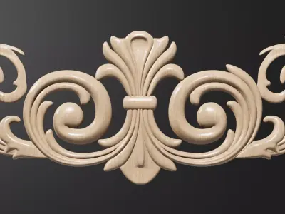 Flower Decor for wood carving 3D print model 2