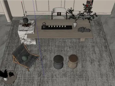 Mid-Century Interior Design Style Dining  3D model