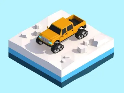 Cartoon Low Poly Snow Jeep Vehicle 3D model