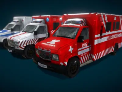 Ambulamce Car Low-poly 3D model