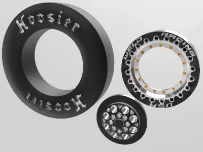 FRONT MAGNUM IMPORT WELD WHEELS AND HOOSIERS FOR SCALE AUTOS 3D print model