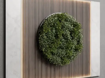 Circle Garden Wall Plant With Wooden Frame 43 Low-poly 3D model
