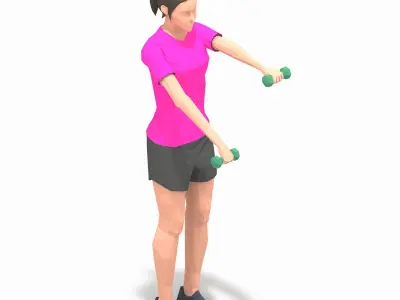 Forward Raise Exercise Woman Animation Low-poly 3D model