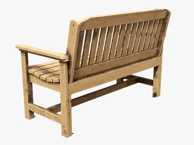 Wood Garden Outdoor Bench dirty 3D model