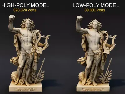 Apollo Statue Low-poly 3D model